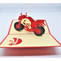 Handmade 3d Pop Up Card Red Motorbike Birthday Gift Wedding Anniversary Valentine's Day Father's Day Graduation Blank Greeting Cards